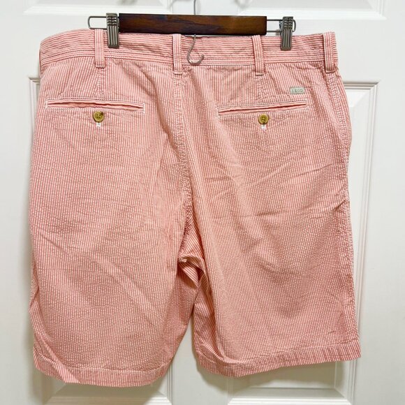 $50 IZOD Seersucker Shorts Mens 38 PinkWhite Stripe Cotton Preppy Casual Coastal - Picture 6 of 7